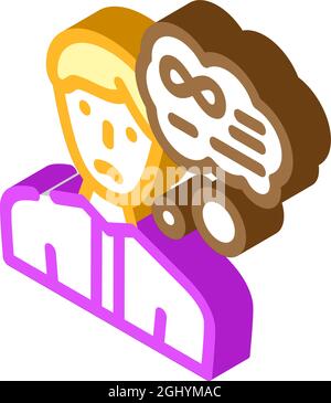 middle ages crisis man isometric icon vector illustration Stock Vector