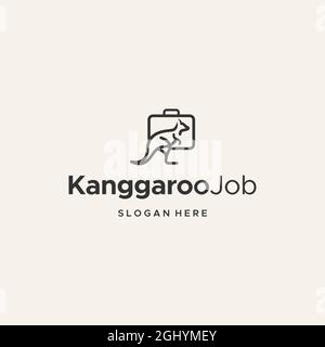 Flat kanggarooJob kangaroo bag box logo design Stock Vector