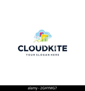Modern colourfull CLOUDKITE cloud kite logo design Stock Vector