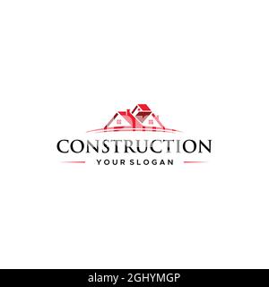 Modern CONSTRUCTION real estate home logo design Stock Vector