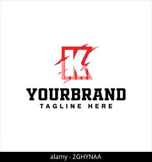 Letter K Logo Design With Red Claw Scratch Vector Illustration Stock Vector