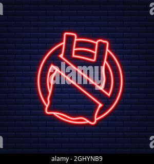 Say no to plastic bags poster. The campaign to reduce the use of plastic bags to put. Neon style. Vector illustration. Stock Vector