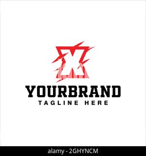 red etched logo X design, isolated on a white background. vector illustration. Stock Vector