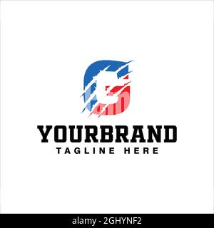 Letter G Logo Design With Red Claw Scratch Vector Illustration Stock Vector