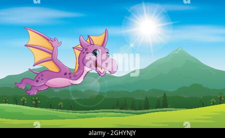 Pterodactyl flying under the sun Stock Vector