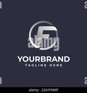 Letter F Circle Logo Design Template with vector illustration Stock Vector