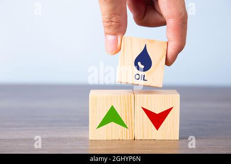 Observation concept for increasing oil prices. Changes in the fuel market. Stock Photo