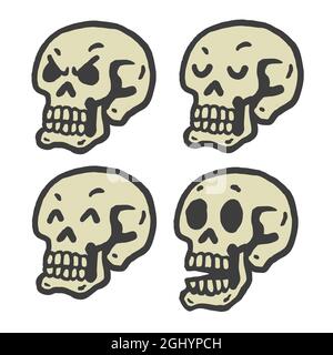 Old School Skull Tattoo Retro Classic Vector Design Illustration Set Collection Pack Stock Vector