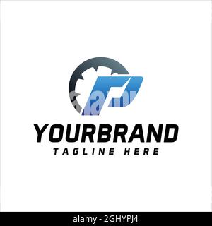 Speedometer P logo and vector icons, unique and modern Stock Vector