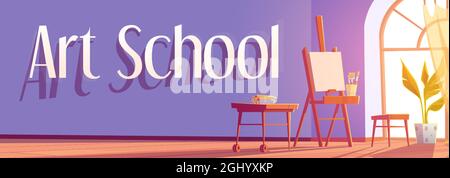 Artist horizontal banner workshop, cartoon style Stock Vector Image ...