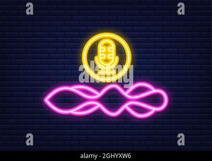 Personal assistant and voice recognition concept gradient vector illustration of soundwave intelligent technologies. Neon icon. Vector stock Stock Vector