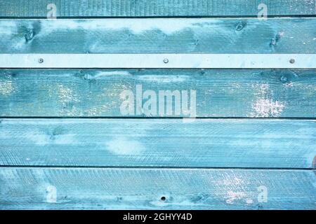 Blue colored wooden horizontal planks background Stock Photo