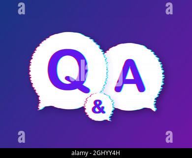 Question and Answer banner. Glitch icon. Megaphone banner. Web design. Vector stock illustration. Stock Vector