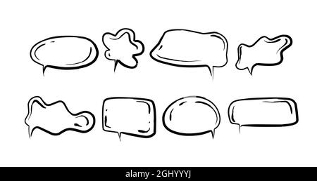 cartoon frames for text, hand drawn speech bubbles. Stock Vector