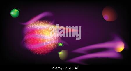 Abstract background bright ball circle energy globe planet space futuristic technology pattern digital art graphic wallpaper vector illustration EPS10 Stock Vector