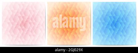 Set of abstract geometric pattern with polygonal shape elegant of pink,orange and blue background Stock Vector