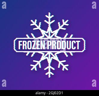 Blue frozen product on white background. Food logo. Glitch icon. Vector stock illustration. Stock Vector