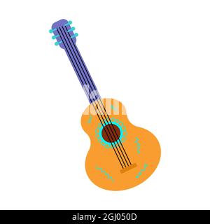 Guitar musical instrument. Isolated on white background. Cartoon style. Vector illustration. Stock Vector