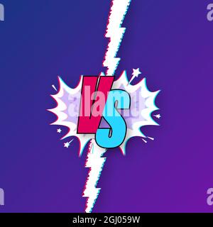 Vintage cartoon advertising with vs pop style. Cartoon style. Glitch icon. Stock Vector