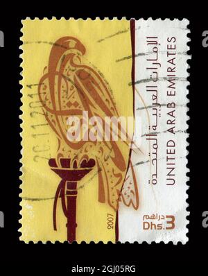Stamp printed in United Arab Emirates shows image of the Eagle, circa 2007. Stock Photo