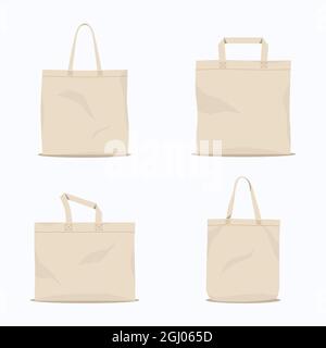 Pack of flat design fabric bag Vector illustration. Stock Vector