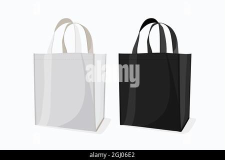 Flat design fabric bag set Vector illustration. Stock Vector