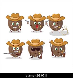 Cool cowboy walnuts cartoon character with a cute hat. Vector illustration Stock Vector