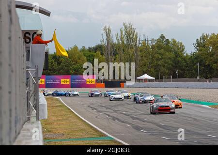 BARCELONA, SPAIN, September 4, 2021 : Alpine Cup support race during 24 hours Series by Hancook on Barcelona Circuit. Stock Photo