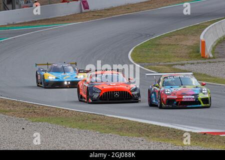 BARCELONA, SPAIN, September 4, 2021 : Action on the track. 24h Series are a long distance international racing championship for GT and Touring cars. Stock Photo