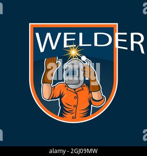 Detailed welder logo template Vector illustration. Stock Vector