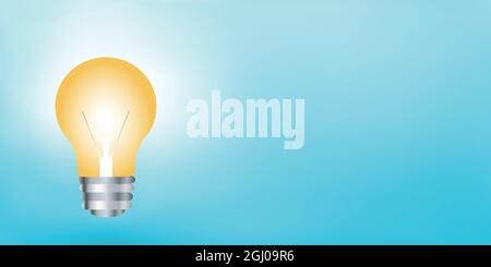 Concept of innovation or idea or creativity or invention or inspiration or imagination.Banner with hand drawn light bulb and copy space. Energy Stock Vector