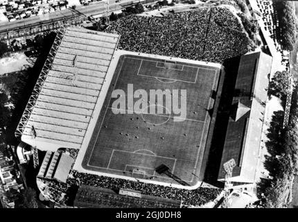 An aerial view of the Sheffield Wednesday Football Club ground at Hillsborough, Sheffield. Switzerland, West Germany, Argentina and Spain will play some of their World Cup matches here. 21st January 1966. Stock Photo