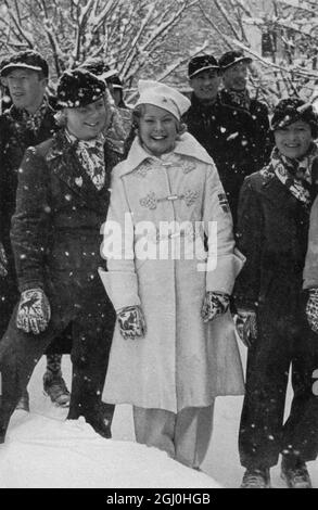 1936 Winter Olympic Games Garmisch - Partenkirchen, Germany Sonja Heine of Norway, who won her third gold medal in consecutive olympics for the women's individual figure skating event. ©TopFoto Stock Photo