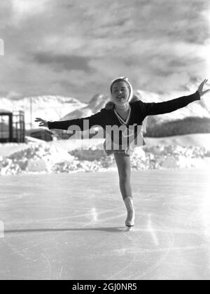 Barbara Ann Scott - Canadian ice - skater on the ice in Switzerland . Stock Photo