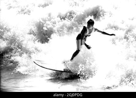 Surfing in the 1960s in California , USA Stock Photo