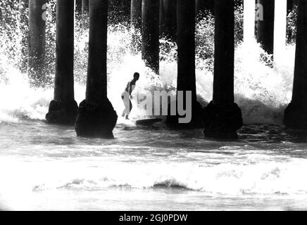 Surfing in the 1960s in California , USA Stock Photo