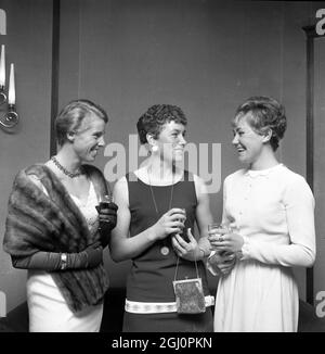 Sportswoman of the Year. World Champion woman cyclist Beryl Burton chosen as Sportswoman of the Year by the Sports Writers Association, chats with tennis player Ann Jones (left), who was third and athlete Lillian Board (right) placed fourth before presentations were made to the winners at a dinner at the Cafe Royal tonight. World Champion motorcyclist Mike Hailwood was elected as Sportsman of the year. 11 December 1967 Stock Photo