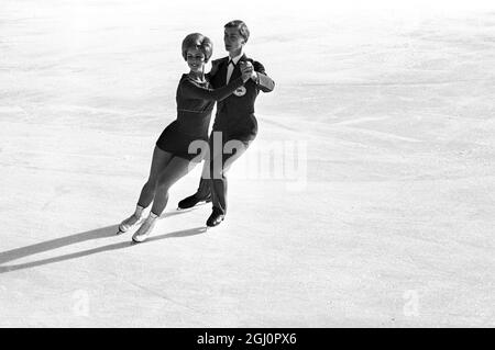 The new world ice dancing champions , Britain 's Diane Towler and Bernard Ford pictured in action during the World Ice Dancing Championships in Davos , Switzerland 28 February 1966 Stock Photo