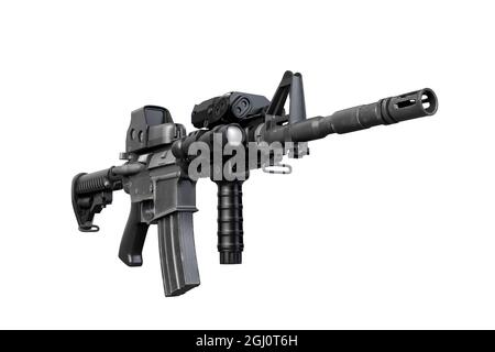 Modern automatic rifle isolated on white background. Weapons for police ...