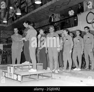 OLYMPIC GAME FENCING MENS FOIL FINAL WINNERS RUSSIA GOLD ITALY GERM 3 SEPTEMBER 1960 Stock Photo