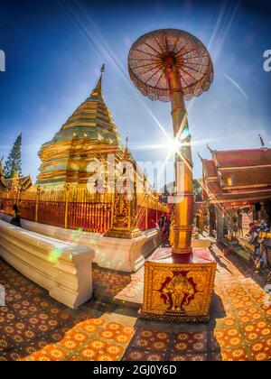 South East Asia;Thailand;Chiang Mai;Watt PrathatDoiSuthep is a Holy Buddhist Temple Stock Photo