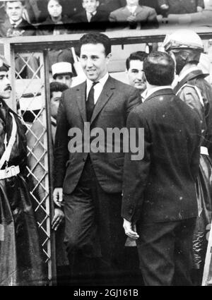 FOOTBALL ALGERIA V BULGARIA ALGERIAN PREMIER AHMED BEN BELLA ARRIVES ; 8 JANUARY 1963 Stock Photo