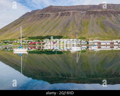The harbor. Isafjordur, capital of the Westfjords (Vestfirdir) in Iceland. Stock Photo