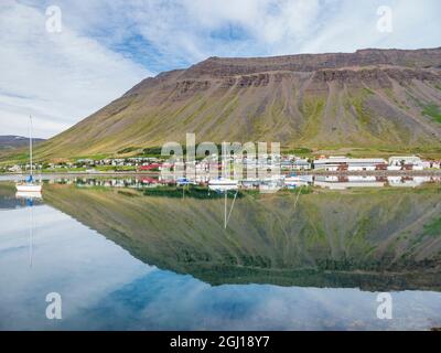 The harbor. Isafjordur, the capital of the Westfjords, Iceland. Stock Photo