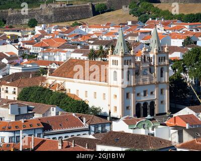 Igreja do Santissimo Salvador da Se. Capital Angra do Heroismo historic center (UNESCO World Heritage Site). Stock Photo