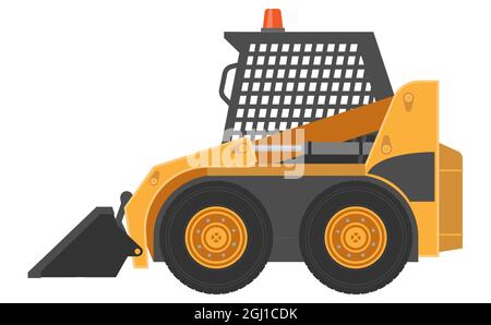 Vector illustration of skid loader or compact excavator Stock Vector