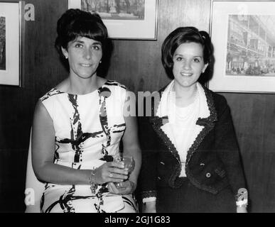 Mrs . Graham Hill ( left ) , pictured with Mrs . Henry Cooper , during the luncheon held at the Hilton Hotel . 21 June 1966 Stock Photo