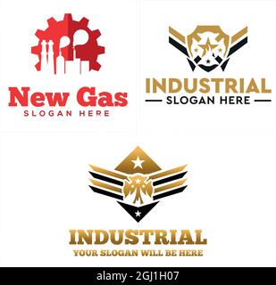 Modern Industrial Badge Logo Design Stock Vector