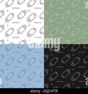 set of seamless patterns with USB flash drive, USB memory card. Storage of information on removable media. Ornament for decoration and printing on fab Stock Vector