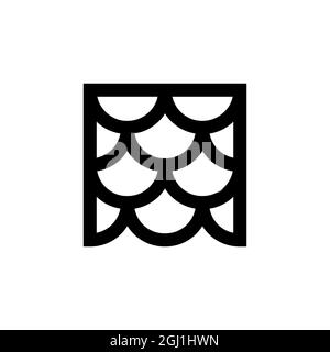 Outline icon. Roof tile emblem. Vector clipart Stock Vector